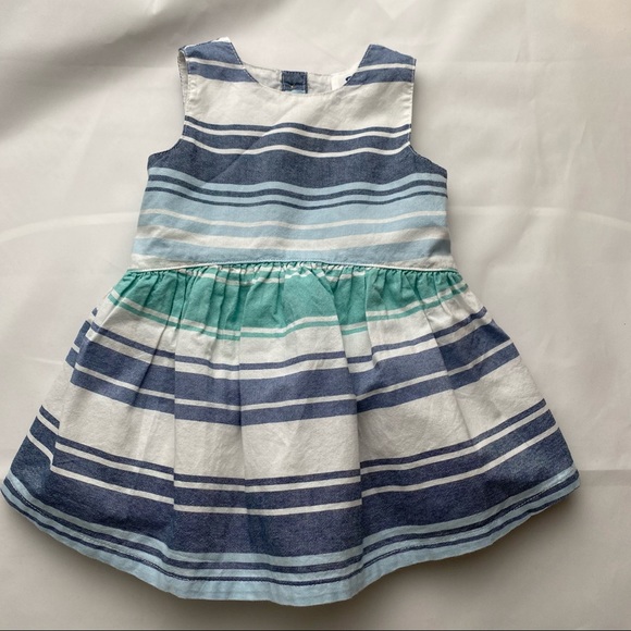 Old Navy Toddler Girls Blue/Green/White Sleeveless Striped Dress 12-18M - Picture 12 of 12